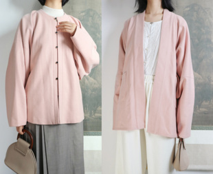 裳裳者华 下午茶 宋制直领对襟飞机袖明制圆领短衫袄毛呢日常汉服