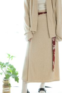 裳裳者华 两片裙旋裙格纹日常春秋汉服 午后奶糖 宋制针织飞机袖