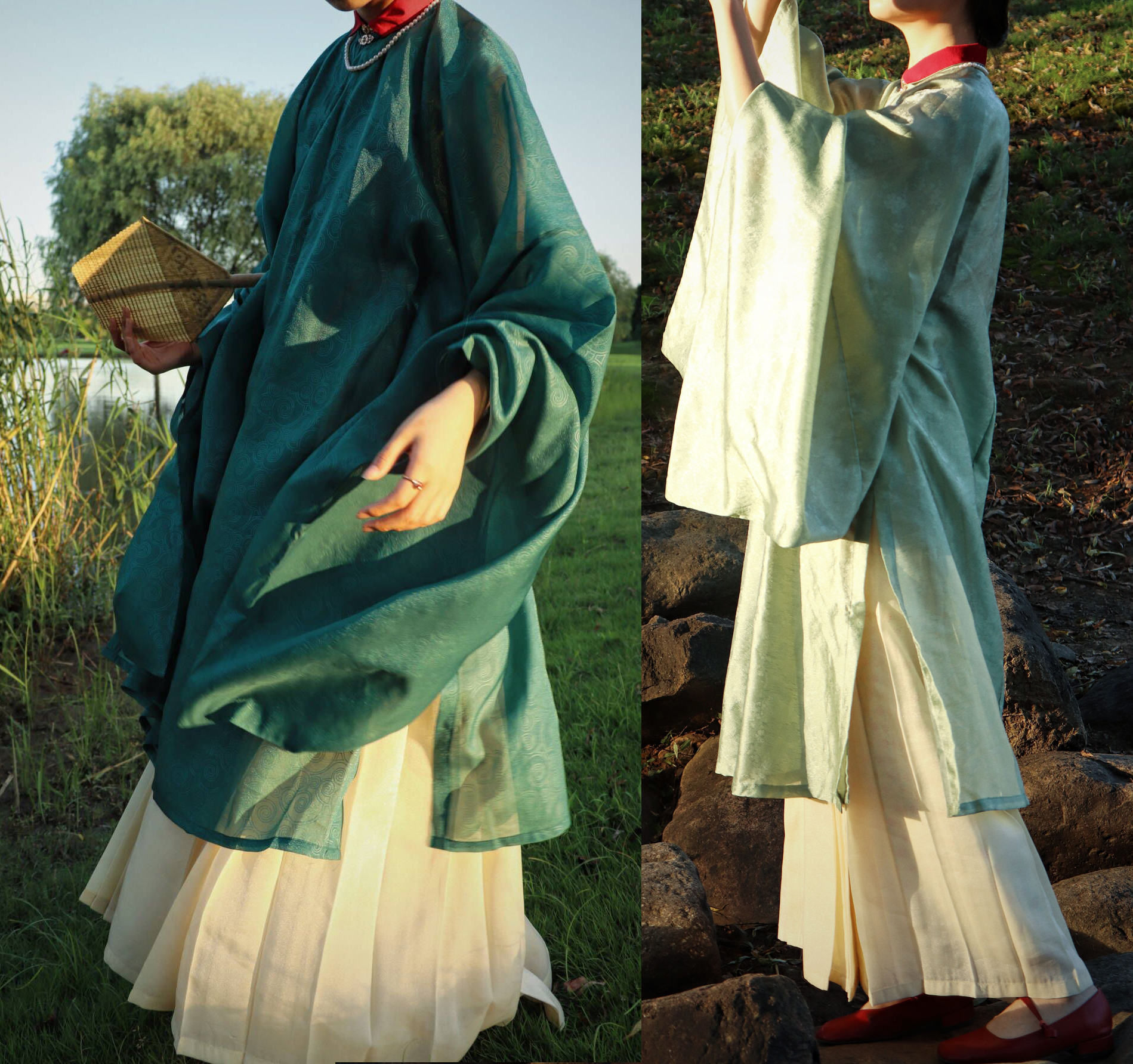 裳裳者华南原创春秋暗花斜襟长衫