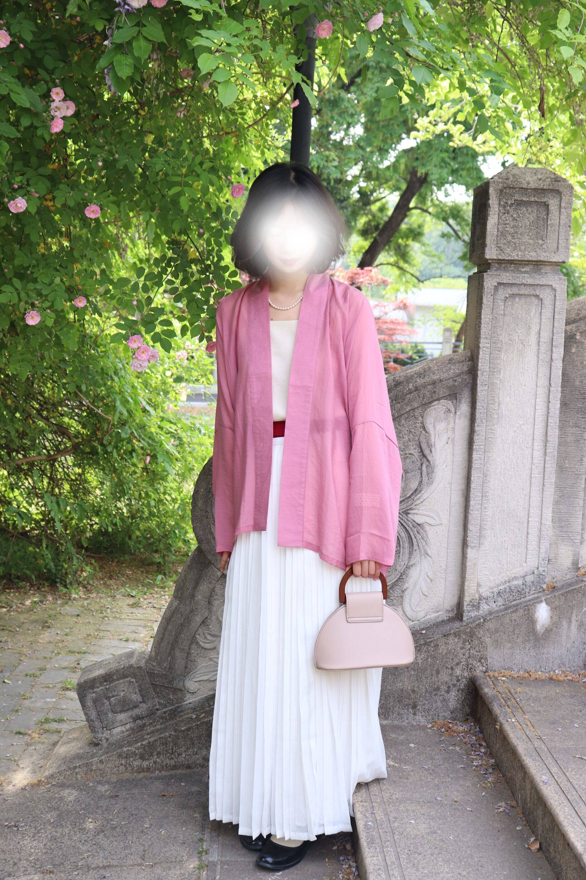 SHANG SHANG ZHE HUA 파스텔 송나라 봄 여름 가을 실크 스트레이트 칼라 항공기 소매 짧은 셔츠 백배 치마 일일 전통 HANFU