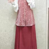 原创春夏明制传统汉服女日常制服西装 裳裳者华 清茶 中长马面裙