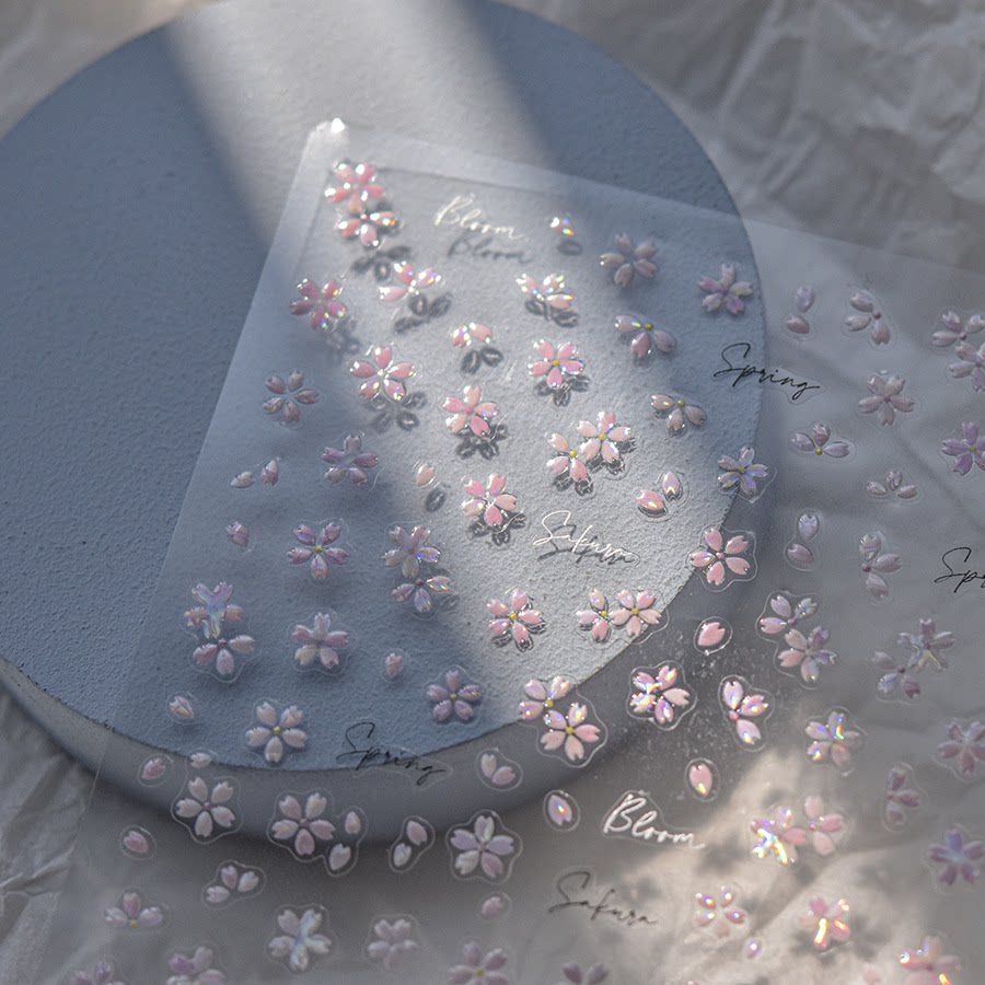 烫金日系浪漫樱花美甲贴纸tomoni