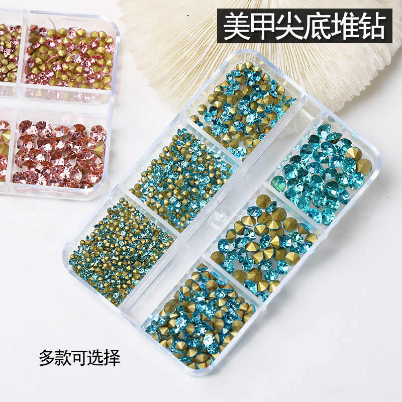美甲尖底堆堆钻石指甲饰品
