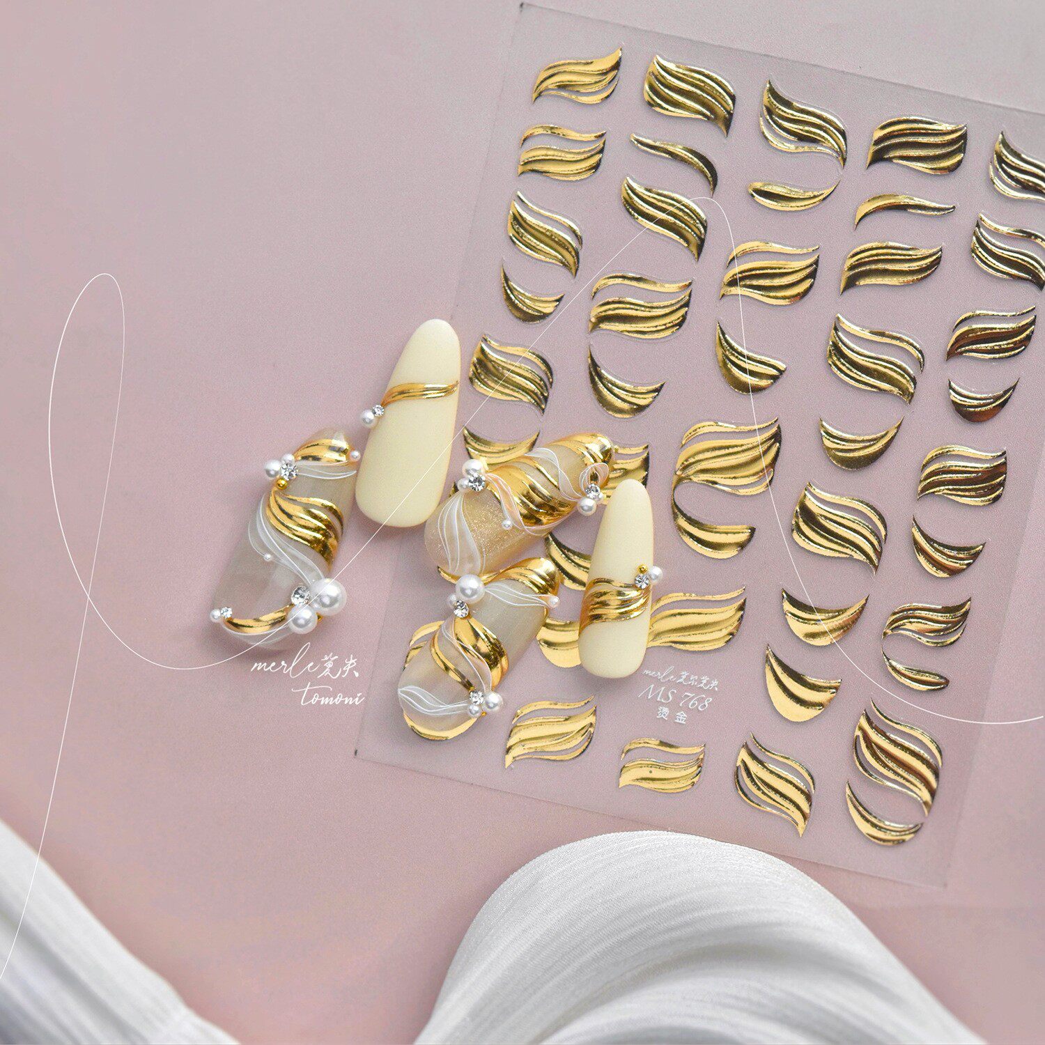 烫金丝带美甲贴纸tomoni金属