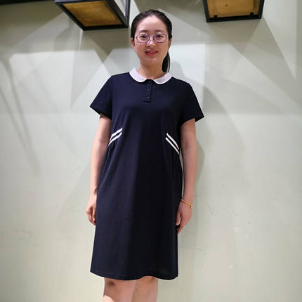 韫YUN欧根纱娃娃领连衣裙女2024夏季新款休闲中长女短袖大码裙子