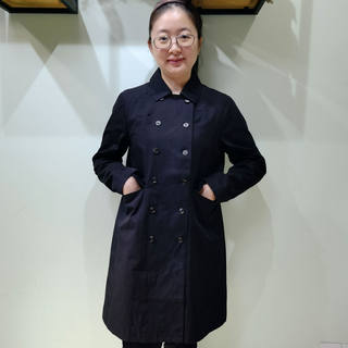 韫YUN2023新品韩版翻领长袖双排扣通勤中长款风衣女冬季大衣外套