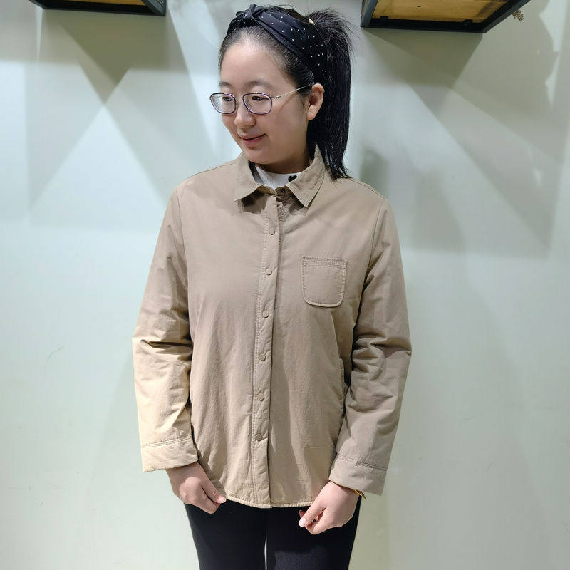 韫YUN夹棉衬衫女冬季纯色长袖外套宽松保暖小棉衣加棉加厚女衬衣