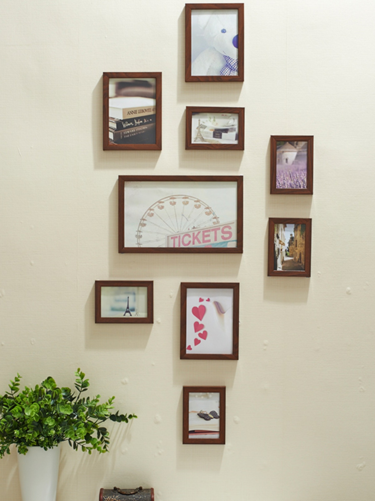 摄影工作室照片墙9框创意组合垂直照片墙楼梯入口餐厅照片框墙组