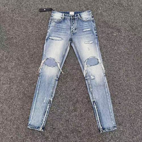 明亮叔出品4th破洞蓝牛高街男