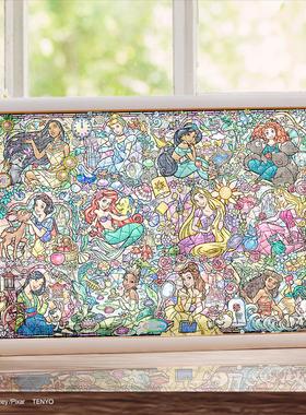 现货Tenyo迪士尼公主拼图1000片彩绘塑料日本进口益智玩具卡通