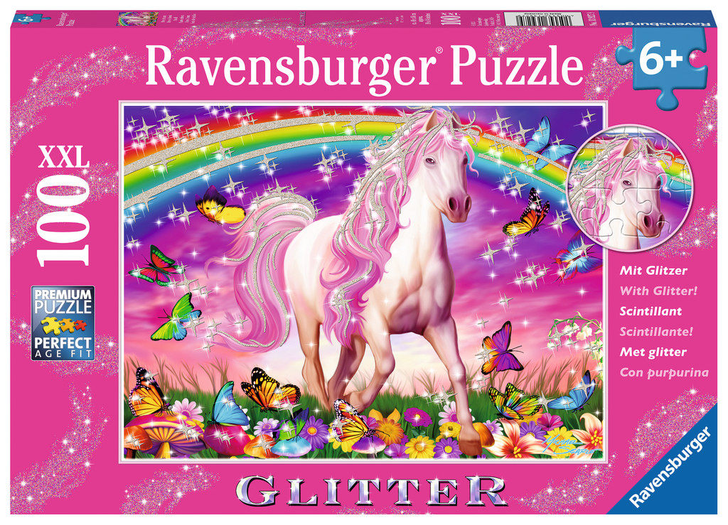 睿思Ravensburger彩虹马100片大块德国进口拼图儿童益智玩具卡通