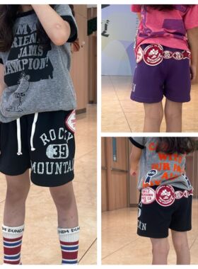 夏季新款dd童装日系男女童宝宝章仔刺绣休闲短裤儿童运动中裤子