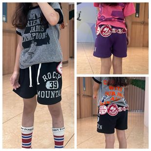 夏季新款dd童装日系男女童宝宝章仔刺绣休闲短裤儿童运动中裤子