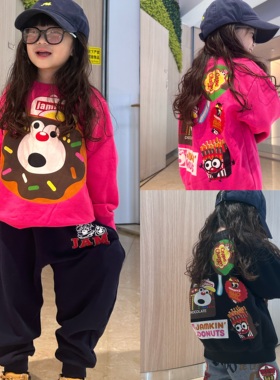 闲闲家日系jam童装男女宝宝卡通甜甜圈加绒冬季长袖卫衣儿童上衣