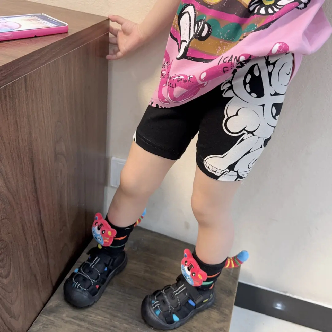 夏季新款黑超奶嘴童装儿童五分骑行裤女童宝宝百搭弹力打底裤子