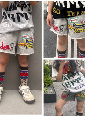 新款jam童装夏季男女童宝宝短裤重工贴布刺绣日系儿童休闲裤子