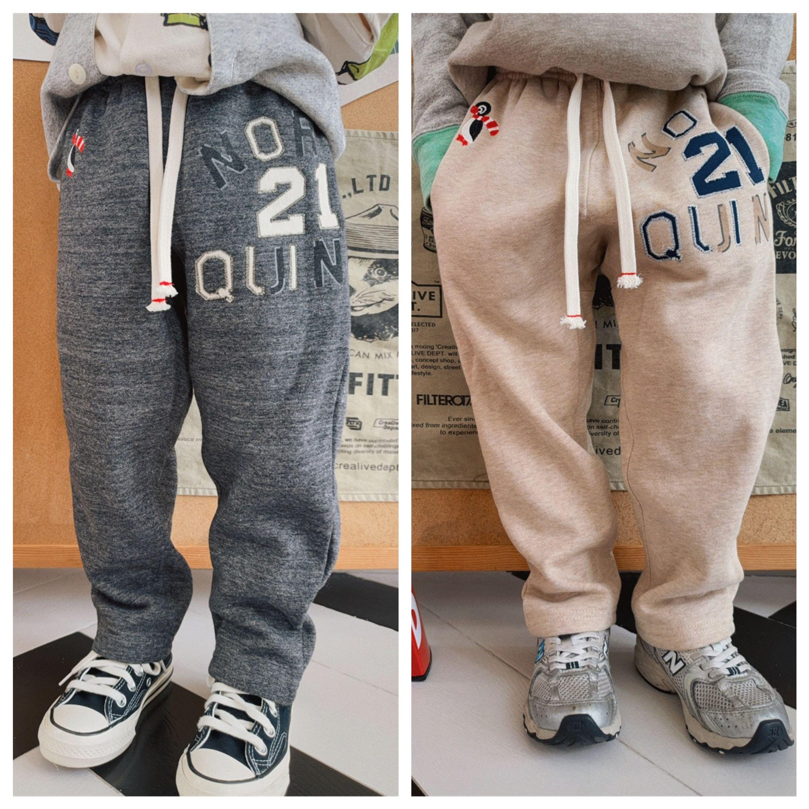 秋冬款日系儿童休闲加绒卫裤