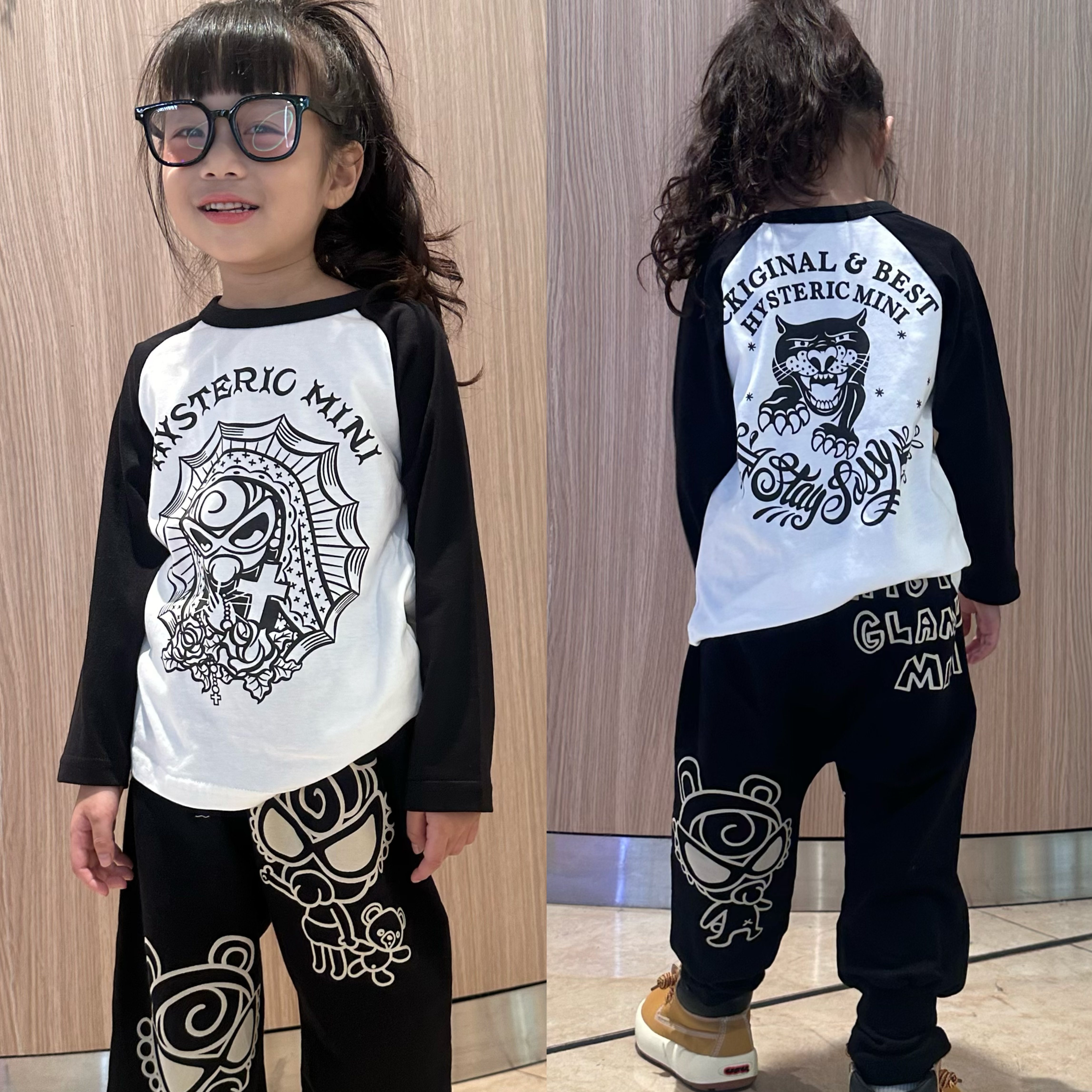 25年春秋款黑超奶嘴童装日系男女童卡通印花长袖T恤儿童打底上衣