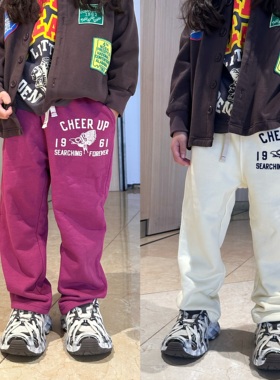 闲闲家26年春日系男女童宝宝休闲长裤子dd儿童企鹅三角旗贴布卫裤