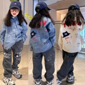 闲闲家26年春季 衬衣男女童日系字母刺绣上衣宝宝衬衫 新款 儿童长袖