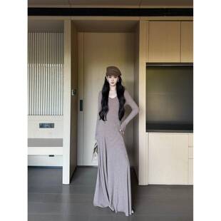 有洧Youwei巨好看的早秋连衣裙女长袖2025新款秋季长款针织长裙子