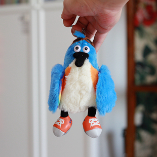 日单搞笑可爱飞行员小鸟公仔颜色鲜艳的翠鸟玩偶毛绒挂件包包挂饰