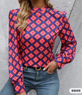 2023亚马逊速卖通独立站大码女装shein希音秋冬季长袖上衣时尚女