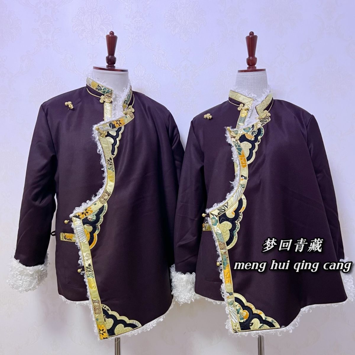 男士冬季棉衣外套舞台演出服藏式绣花棉服藏装藏族盘扣短款上衣