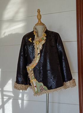 精品藏族男女童同款掏花皮毛一体大卷毛棉爆款加厚保暖棉服外套