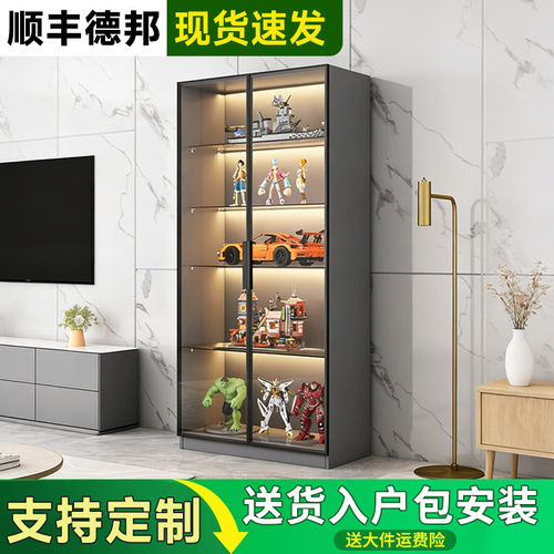 玻璃门手办展示柜定制书柜防尘书架乐高模型展示柜家用客厅酒柜