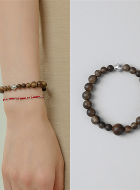 梵灵原创设计师天然奇楠沉香转运珠木银渡手链S925纯银手串新中式