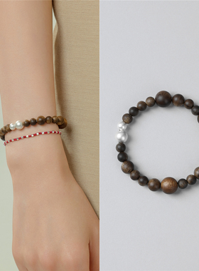 梵灵原创设计师天然奇楠沉香古法银珠沉银问木手链S925纯银新中式