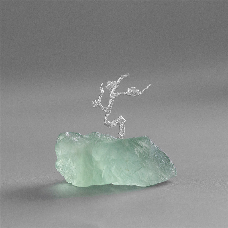 萤石摆件梵灵纯银S925天然材质