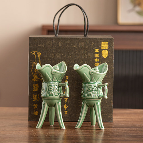 盛烛酒杯陶瓷复古礼盒装仿古