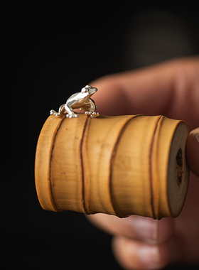 天然竹根盖置手工打磨盖托小号竹托盖碗盖架创意茶台茶宠摆件装饰