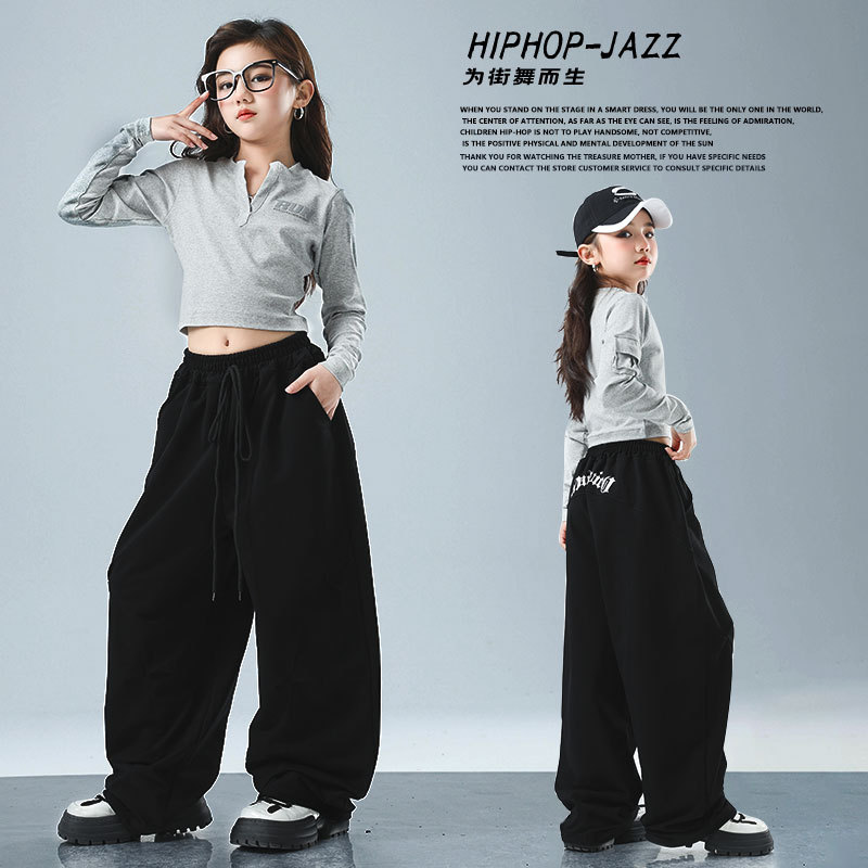 爵士舞服装女孩潮酷时髦套装女团演出服少儿嘻哈jazz舞蹈练功