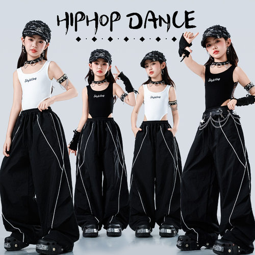爵士舞服装女童jazz舞蹈练功服套装儿童模特走秀潮少儿女团演出服