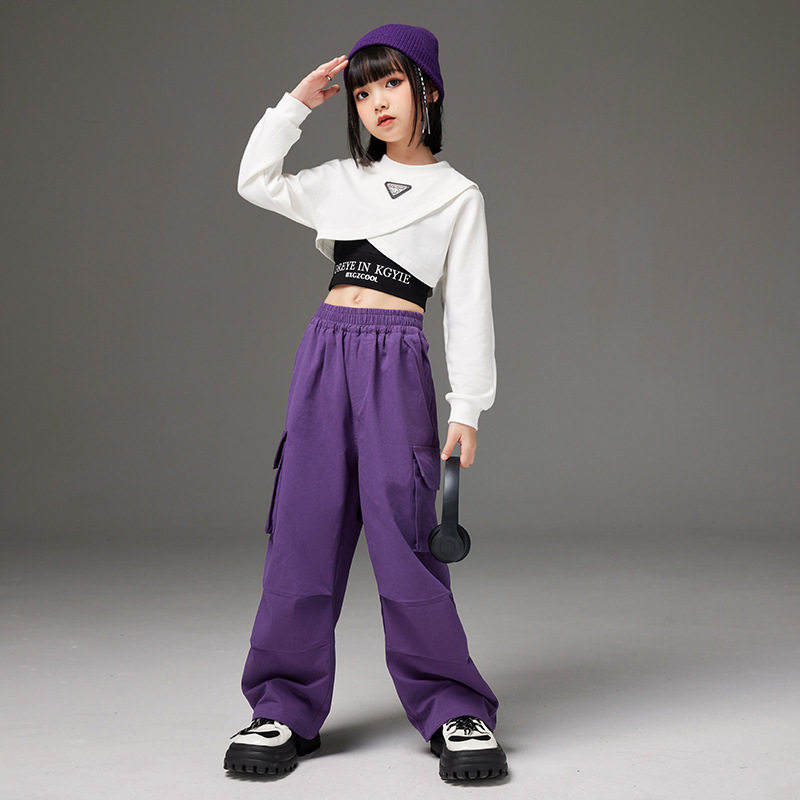 女童爵士舞服装儿童演出服jazz女孩走秀表演服练功服街舞潮酷时髦