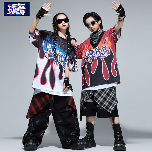 街舞儿童潮服男童嘻哈演出服少儿hiphop女孩酷帅套装表演服装炸街