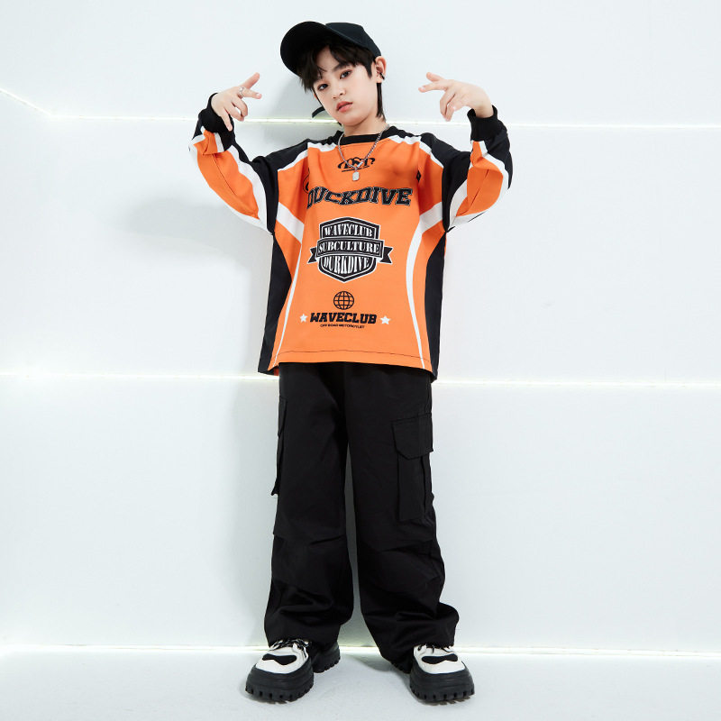 街舞儿童潮服定制潮牌卫衣男童套装hiphop童装演出服走秀女秋炸街