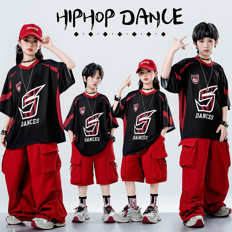 夏季少儿童装架子鼓表演服装男童嘻哈街舞运动潮套装小孩演出衣服