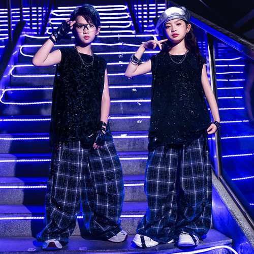 嘻哈街舞儿童潮服少儿爵士舞服装现代演出服架子鼓练功服炫酷套装
