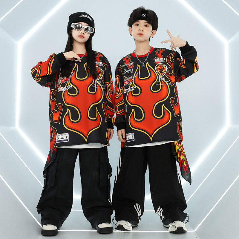 儿童街舞潮服秋冬hiphop嘻哈马夹套装女童爵士舞男童元旦