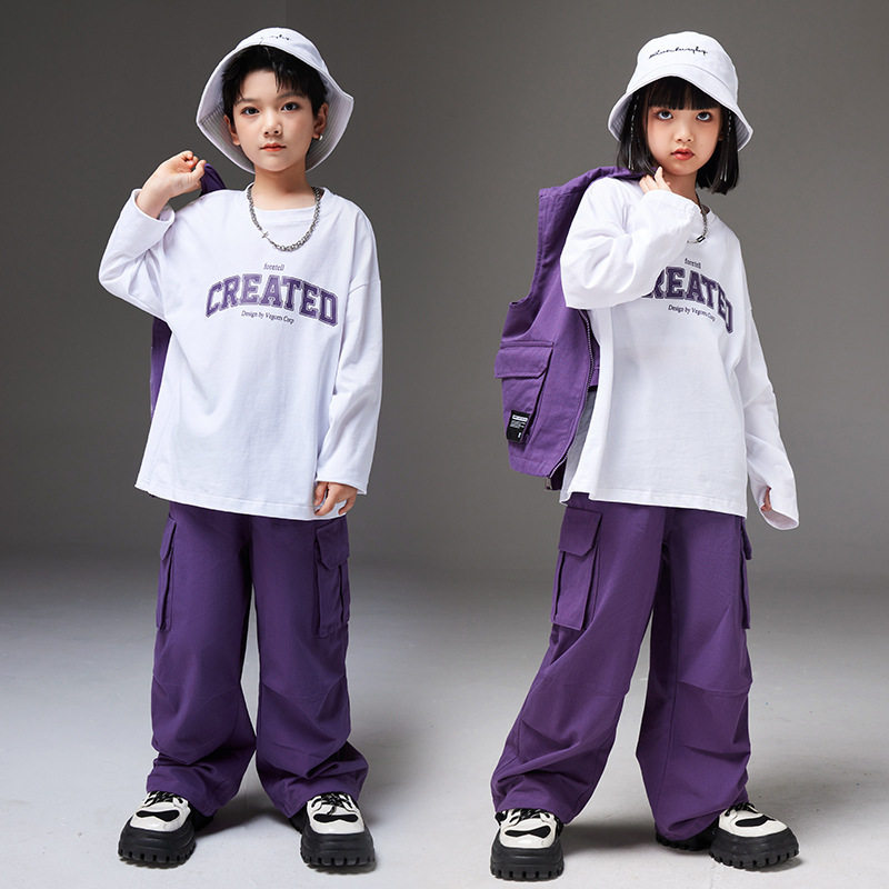街舞儿童潮服卫衣套装hiphop男童定制童装炸街女童秋爵士舞演出服