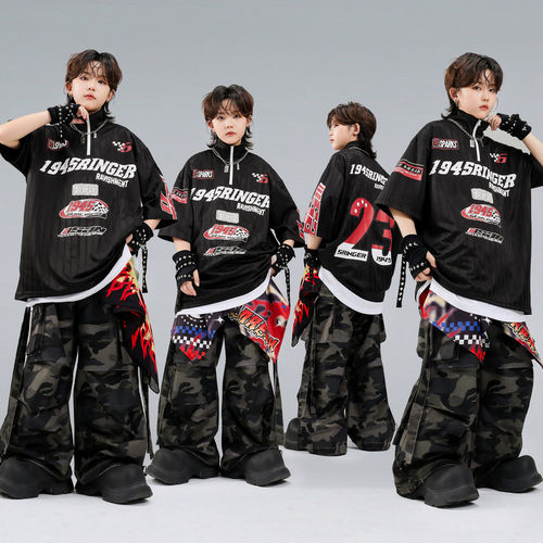 男童街舞潮装嘻哈少儿舞蹈表演炸街儿童hiphop爵士走秀演出服时髦