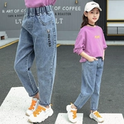 Quần jeans bé gái mùa thu 2019 mới lửng quần Harlan cũ trong bé trai ngoại quốc bé gái nhỏ mùa xuân - Quần jean