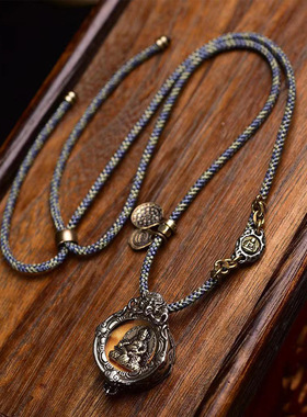 手工编制绳项链老铜黄财神嘎乌盒吊坠男女款锁骨链百搭挂脖毛衣链