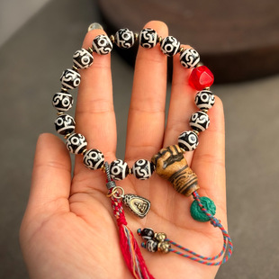 天然玛瑙莲师法器天珠手钏单圈琉璃回流骨尸陀林吊坠配饰文玩手串