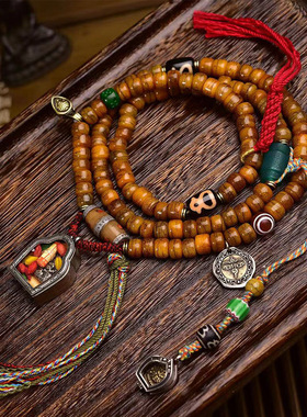 藏传骆驼骨108颗佛珠念珠回流骨桶珠藏式文玩复古男女款多圈手串