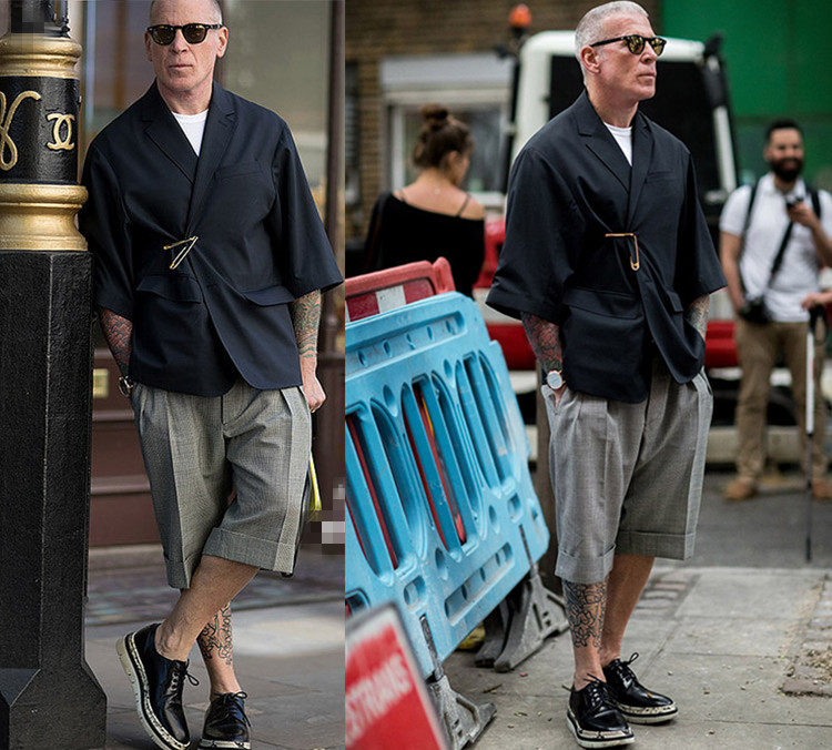 新款夏季nick wooster男士马甲复古落肩休闲西装外套复古风上衣